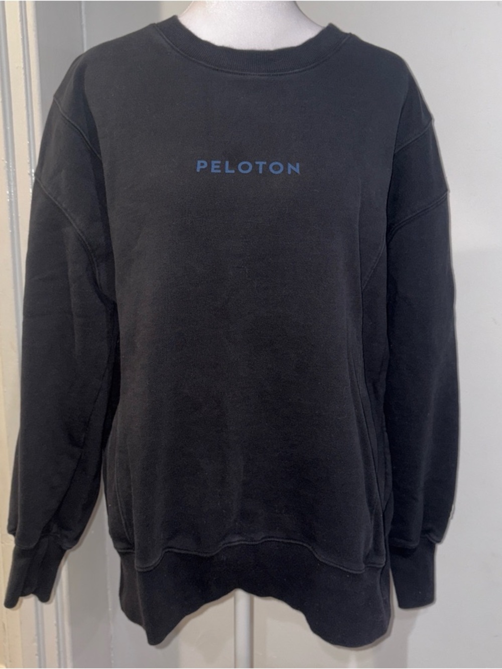 Peloton Women’s Black Crewneck with Blue Logo